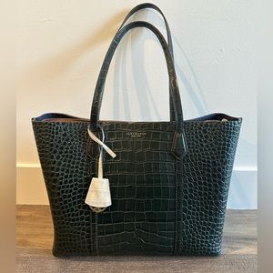 Tory Burch Large Perry Tote in Green Croc